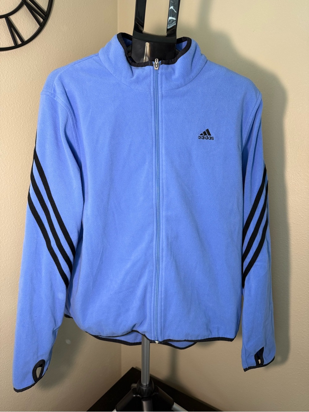 adidas Purple Full-Zip Fleece Jacket with Black Stripe Details